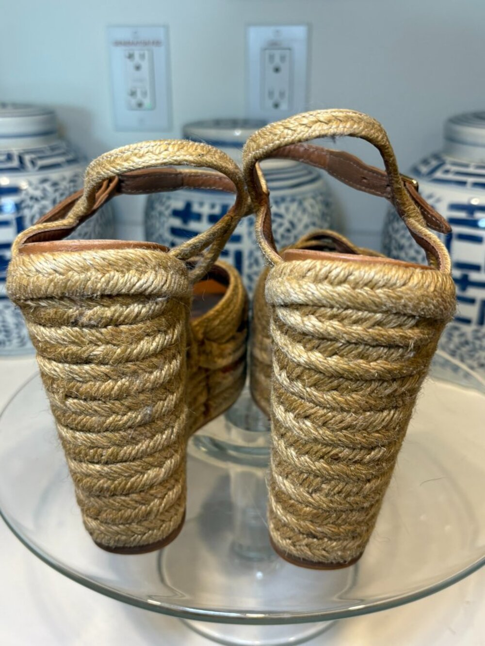 Saint Laurent Tribute Beige Braided Jute Platform Wedge Sandals 36 6 - Picture 7 of 12